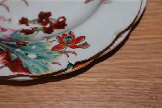Four Chinese enamelled porcelain plates / dishes